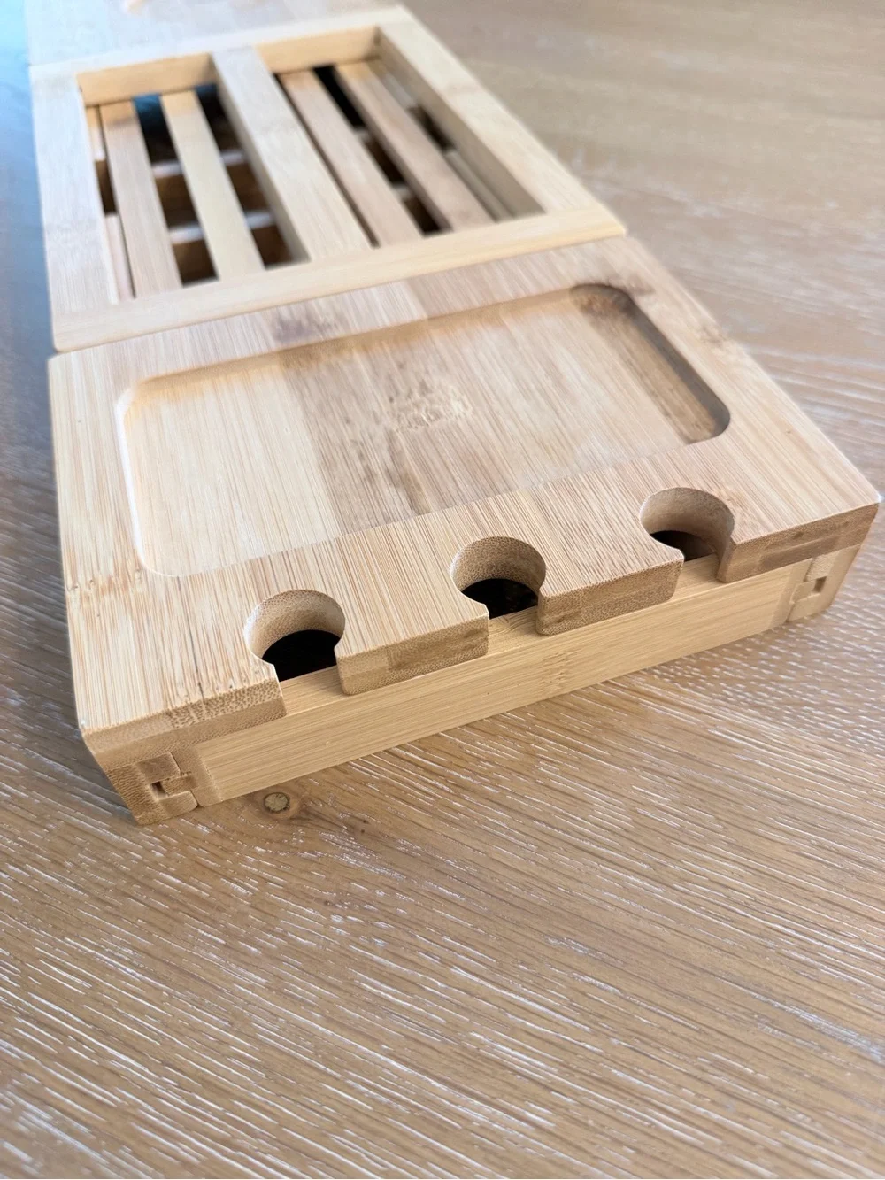 Bamboo Shower Caddy Organizer in Natural Bamboo - Foldable/Expandable